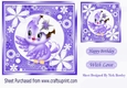 Cute little purple bird in flower frame 7x7