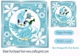 Cute little blue bird in flower frame 7x7