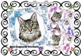 4 Pretty delicate flowers with water colour cats card fronts 8x8 mini kit