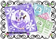  4 Cute little birds in funky flower frames card fronts 7x7 mini kit