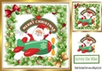 santa in a plane in holly frame with bows 8x8
