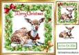 Lovely Rudolph the red nose reinedeer in holly frame with bows 8x8