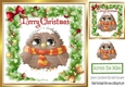lovely winter bird in scarf in holly frame with bows 8x8