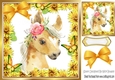 Cute water colour pony with daisies bow, and butterflies 8x8