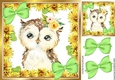 Cute water colour owl with daisies bows 8x8