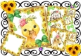 Cute water colour Animals with daisies & bows card fronts 8x8 mini kit