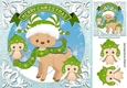 Cute reindeer in green scarf with owls 8x8