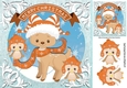 Cute reindeer in orange scarf with owls 8x8