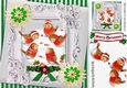 lovely Little robins playing in the snow in ornate green stripe frame 8x8