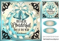 Elegance at christmas lovely black and turq 8x8 card front