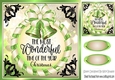 Elegance at christmas lovely black and green 8x8 card front