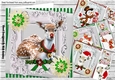 4 Cute Christmas card fronts green/red stripe ornate frames 8x8 mini kit