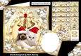  6 Cute puppy and kittens in santa hats card fronts with gold bells 8x8 bumper kit