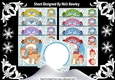 8 Cute reindeers in scarfs with owls card fronts 8x8 bumper kit