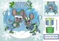 Cute pair of skating mice in blue with gifts 8x8