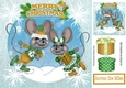 Cute pair of skating mice in gold with gifts 8x8