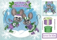Cute pair of skating mice in purple with gifts 8x8