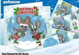  4 Cute pair of skating mice Card fronts with presents 8x8 mini kit