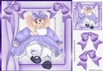 Cute bunny in purple  dress with bows 8x8