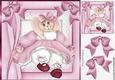 Cute bunny in pink dress with bows 8x8