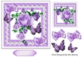 Pretty purple roses,purple butterflies in polkadot card front 7x7