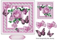 Pretty pink roses,pink butterflies in polkadot card front 7x7
