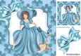 pretty lady in a hat in blue floral 8x8 frame