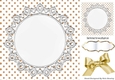 Lovely gold polkadot card front with circle of lace 8x8