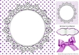 Lovely purple polkadot card front with circle of lace 8x8