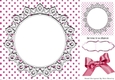 Lovely pink polkadot card front with circle of lace 8x8