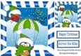 Santas little Helper in green santa hat with robin 8x8