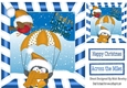 Santas little Helper in gold santa hat with robin 8x8