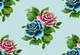 Pretty gold edge roses in pink/blue backing paper (large blue)
