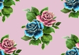 Pretty gold edge roses in pink/blue backing paper (large pink)