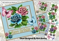 4 Pretty gold edge roses card fronts with butterflies 7x7 mini kit