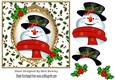 lovely jolly snowman in holly frame 7x7