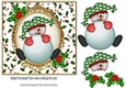snow ball fight with elf in holly frame 7x7