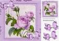 Pretty vintage lilac rose with bows in cardboard effect 8x8 frame