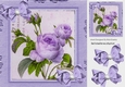 Pretty vintage purple rose with bows in cardboard effect 8x8 frame