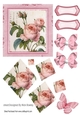 vintage pink rose with bows in cardboard effect twisted diamond pyramids