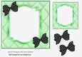 green quilt effect with bracket frame with blk/poldot bows 7x7