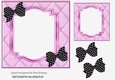lilac quilt effect with bracket frame with blk/poldot bows 7x7
