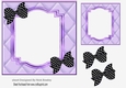 purple quilt effect with bracket frame with blk/poldot bows 7x7