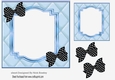 blue quilt effect with bracket frame with blk/poldot bows 7x7