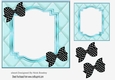 turq quilt effect with bracket frame with blk/poldot bows 7x7