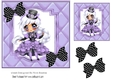 Steam girl Belle in purple quilt frame with Blk/bows 7x7