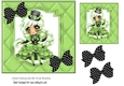 Steam girl Belle in green quilt frame with Blk/bows 7x7