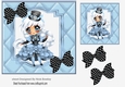 Steam girl Belle in blue quilt frame with Blk/bows 7x7