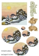 Pretty snow scene in gold with cottage oval pyramids