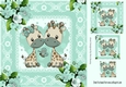 Cute pair of giraffes in lace frame with turq roses 8x8